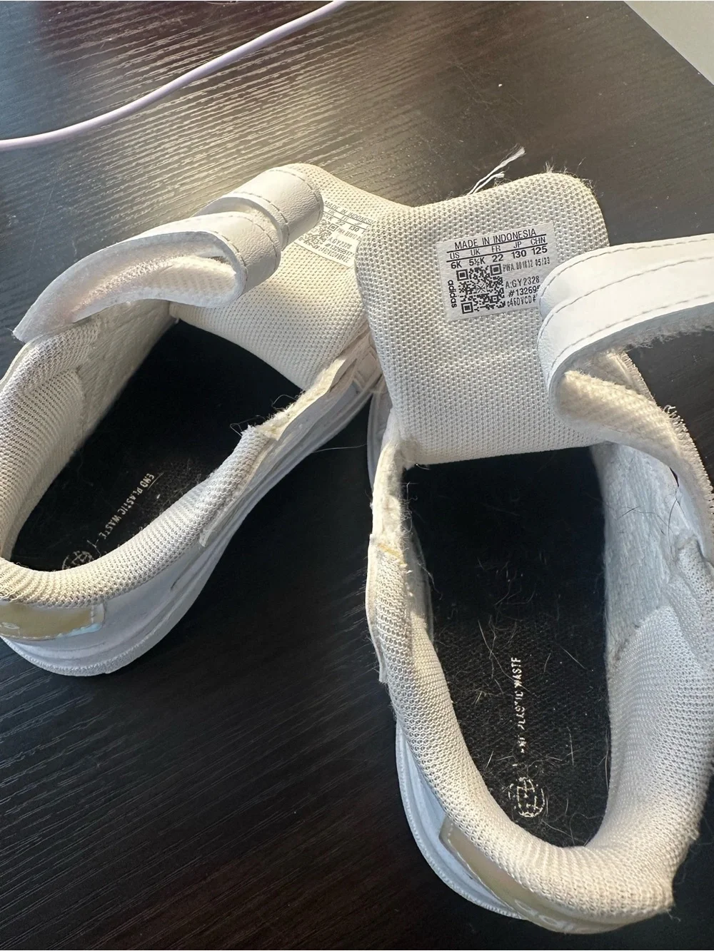 adidas Kids White Sneakers with Iridescent Stripes